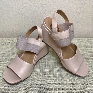 Driver Club USA Long Island Leather Open Toe Slingback Wedge Sandals Sz 10